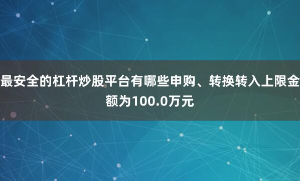 最安全的杠杆炒股平台有哪些申购、转换转入上限金额为100.0万元