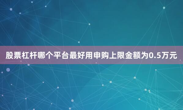 股票杠杆哪个平台最好用申购上限金额为0.5万元